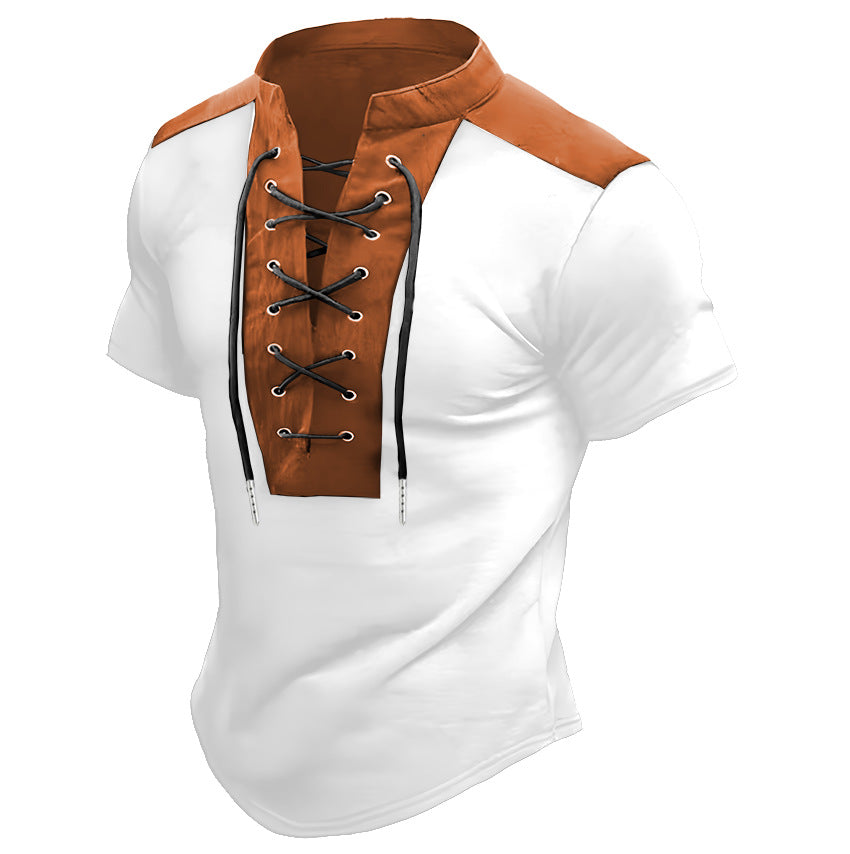 Herren Freizeit Schnürtop mit kurzen Ärmeln Aliams