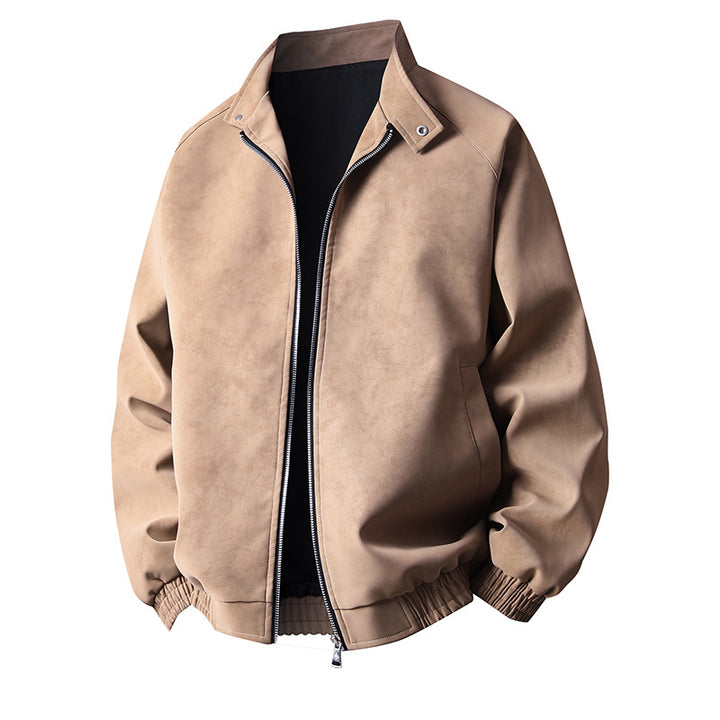 Herren stylische Kunstlederjacke im modernen Design und elastischen Bündchen Aliams