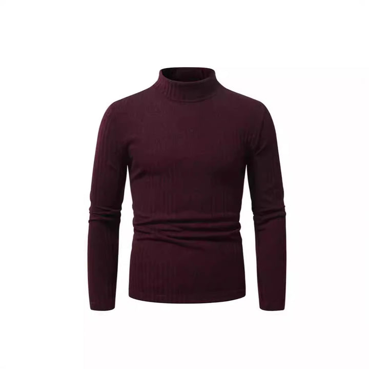 Herren eleganter Rollkragenpullover mit vertikalem Rippstrickdesign Aliams