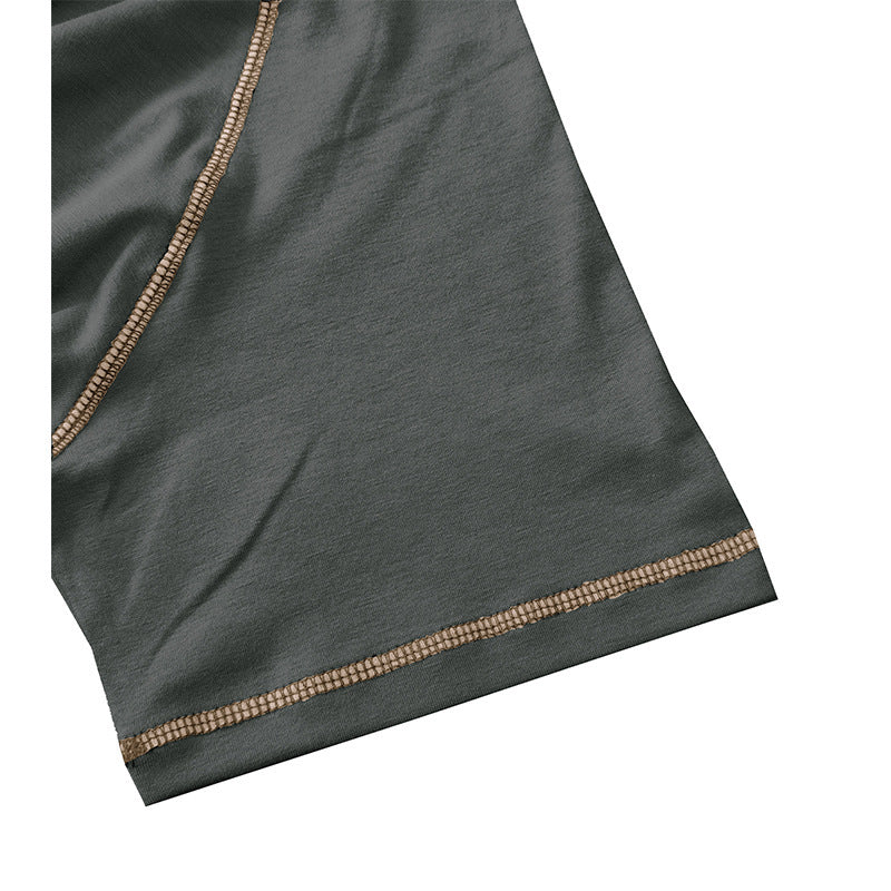 Herren Kurzarm-Henley-Shirt mit auffälligen Kontrastnähten und bequemer Passform Aliams