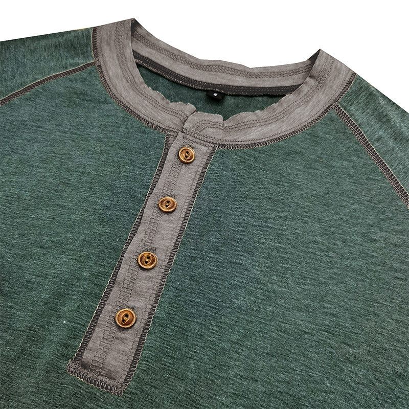 Herren Kurzarm-Henley-Shirt mit kontrastierenden Details und bequemer Passform Aliams