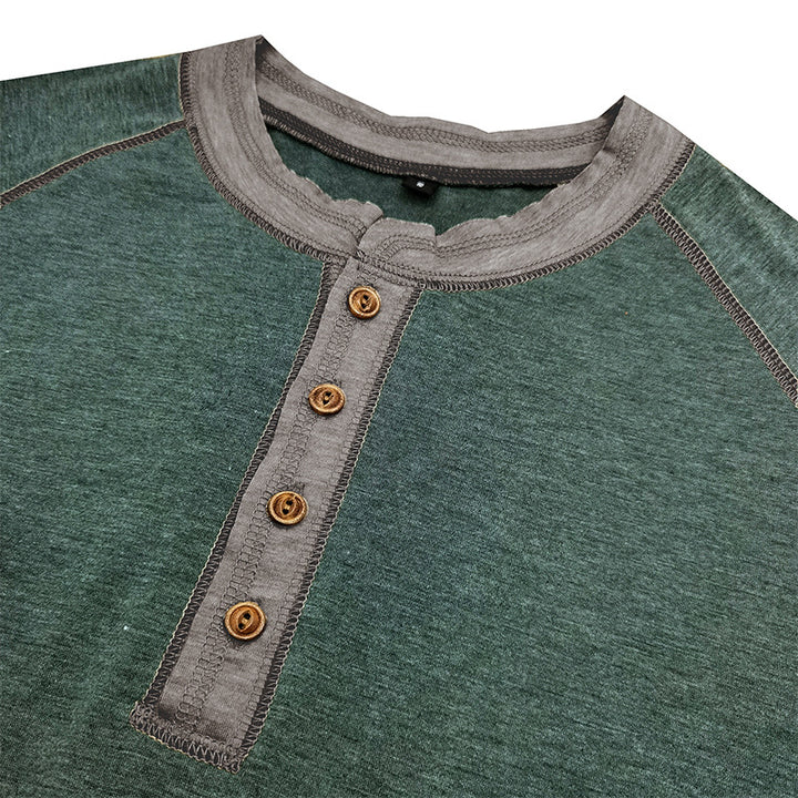 Herren Kurzarm-Henley-Shirt mit kontrastierenden Details und bequemer Passform Aliams