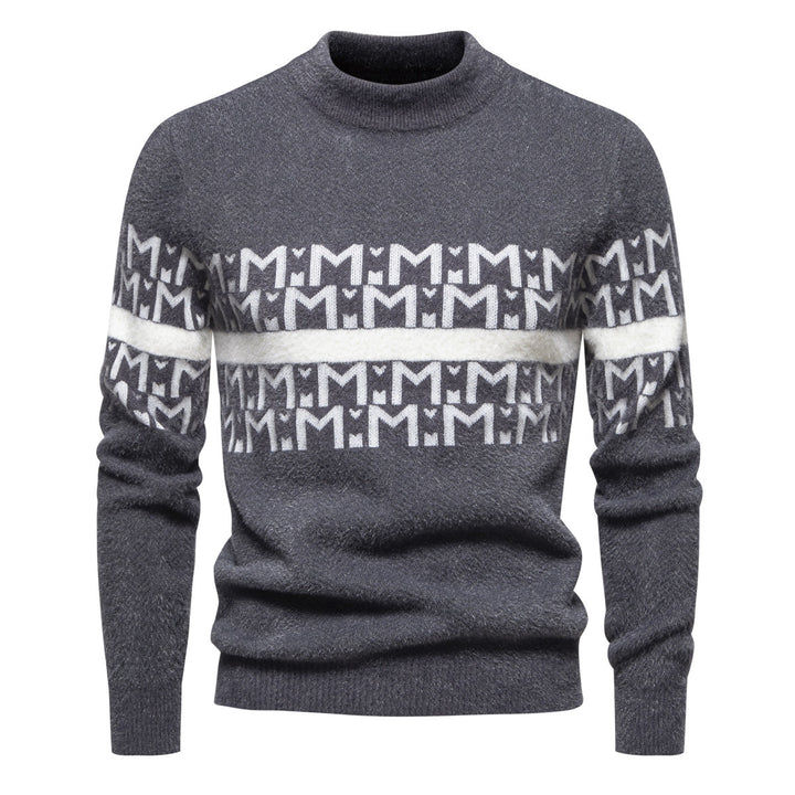 Herren Strickpullover mit modernem Zopfmuster und hohem Stehkragen Aliams
