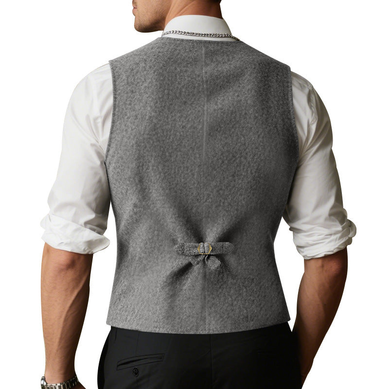 Herren ärmellose Weste aus hochwertigem Wollmix mit praktischen Taschen Aliams