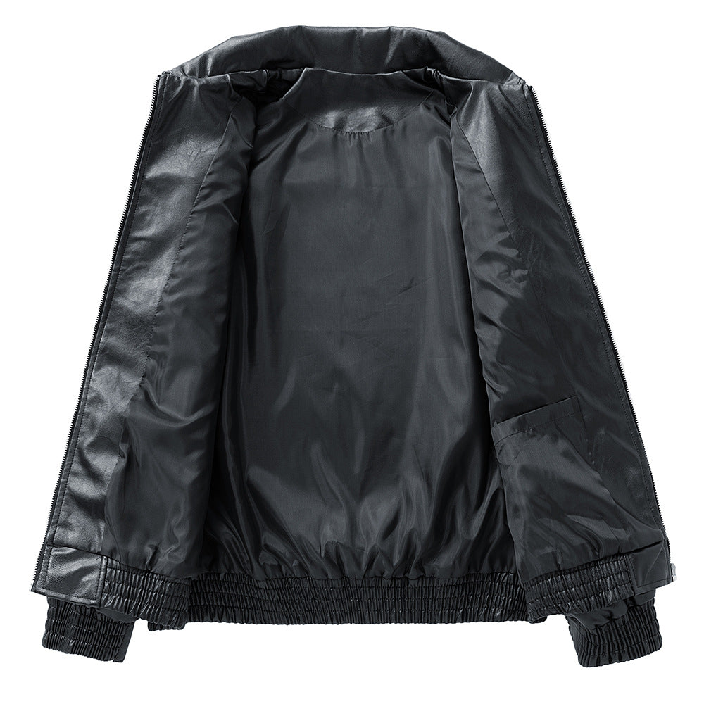 Herren kunstleder Jacke im klassischen Look mit praktischen Brusttaschen Aliams