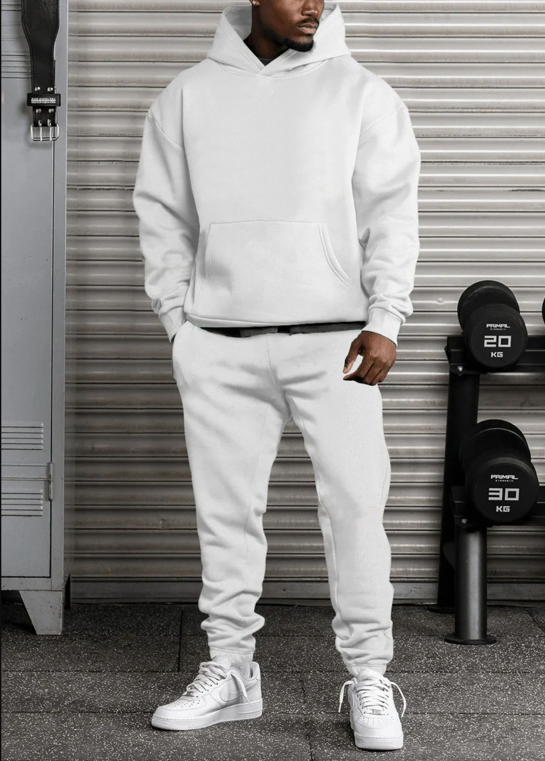 Herren bequemer Freizeitanzug mit oversized Schnitt und Kängurutasche Aliams