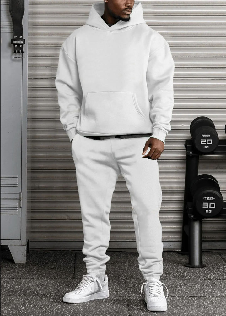 Herren bequemer Freizeitanzug mit oversized Schnitt und Kängurutasche Aliams