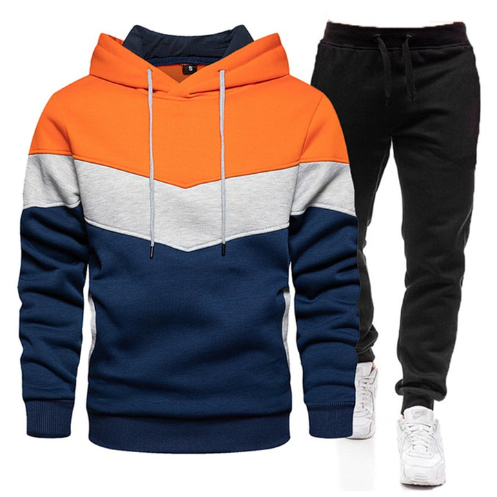 Herren sportliches Hoodie- und Jogginghose-Set mit Kontrastnähten Aliams