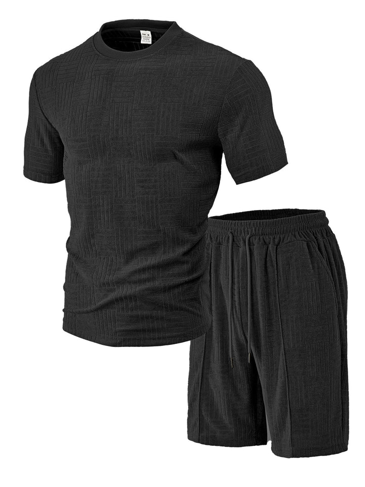 Herren Sportliches Set aus strukturierter Kurzarmoberteile und Shorts Aliams
