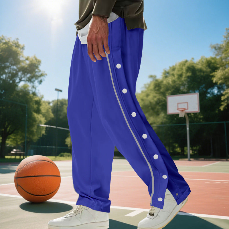 Herren Sportliche Freizeit-Hose mit Knopfdetails und Kontraststreifen Aliams