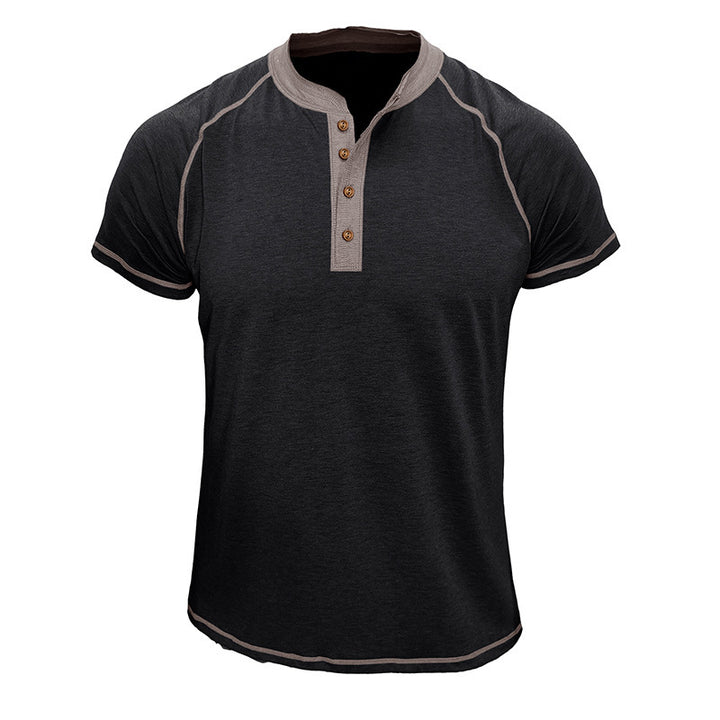 Herren Kurzarm Henley-Shirt mit Kontrastdetails und strapazierfähigem Stoff Aliams