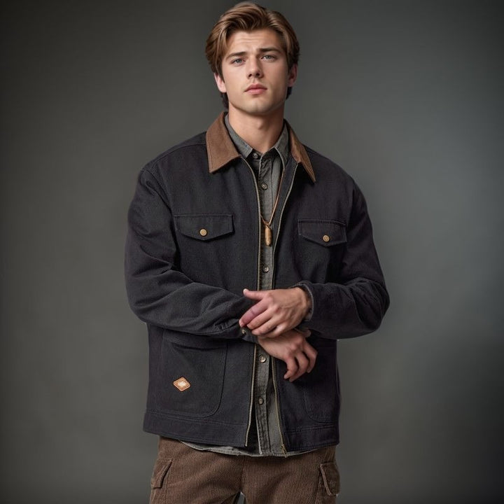 Herren Arbeitsjacke im robusten Look mit funktionalen Taschen und verstärktem Kragen Aliams