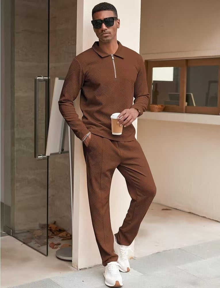 Herren Freizeit-Oberteil und Hose Set mit strukturiertem Design Aliams