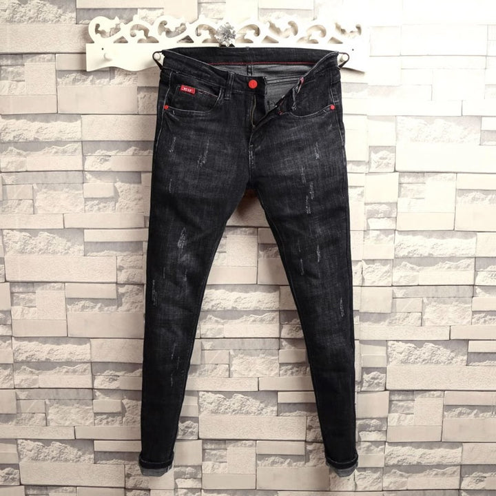 Herren Skinny Jeans mit modischen Abrieb-Effekten und elastischem Baumwollmix Aliams