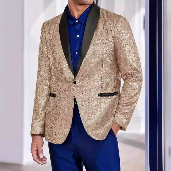 Herren Glamouröser Paillettenblazer mit Seidenaufsatz Aliams