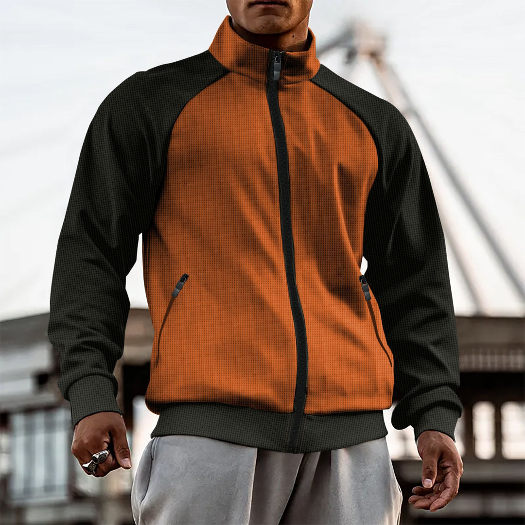 Herren sportliche Jacke mit funktionalen Taschen und hochgezogenem Kragen Aliams