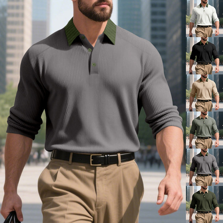 Herren elegantes Pullover mit kontrastierendem Kragen Aliams