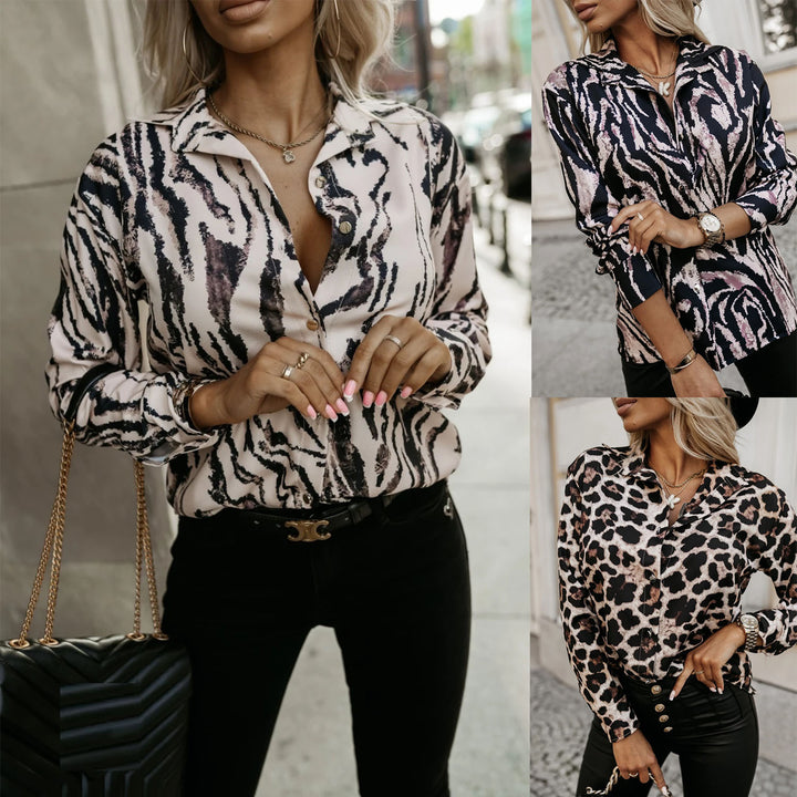 Damen Bluse mit lebhaftem Leopardenmuster und elegantem Schnitt Aliams