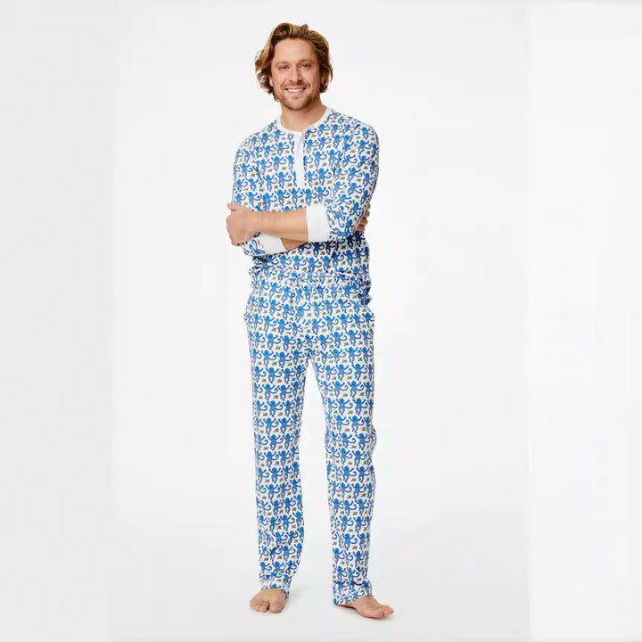 Herren Schlafanzug-Set mit frohem Muster und praktischen Taschen Aliams