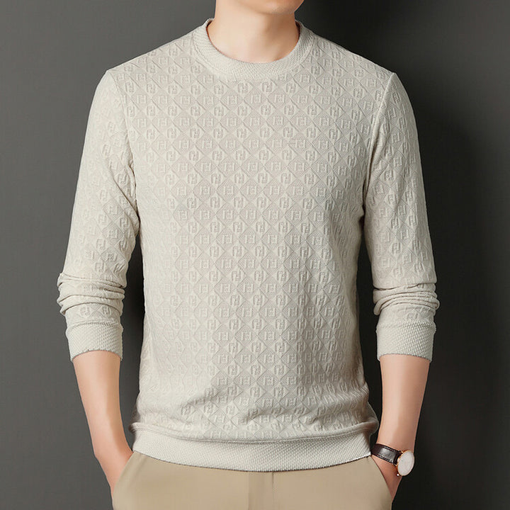 Herren hochwertiger Strickpullover mit modischem 3D-Muster Aliams