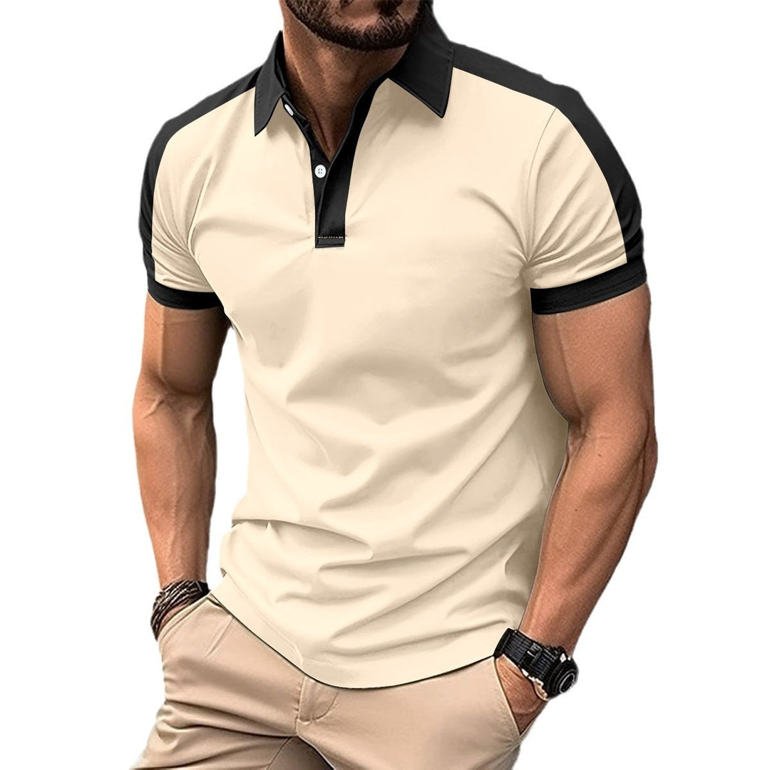 Herren Kurzarm Poloshirt mit modischem Farbblockdesign und schickem Gewebematerial Aliams