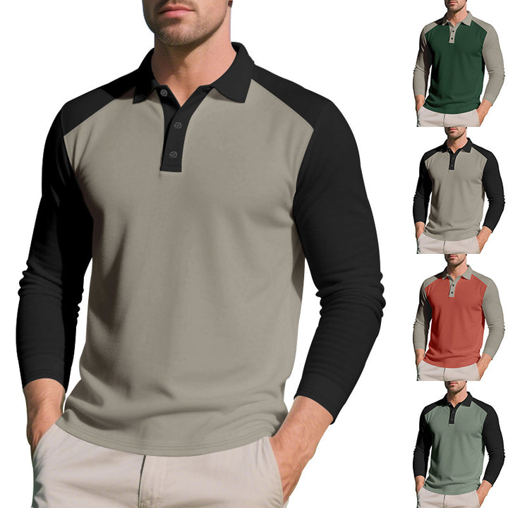 Herren Sportliches Langarmpoloshirt mit Kontrastärmel Aliams