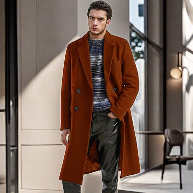 Herren eleganter Doppelreihiger Wollmantel Aliams