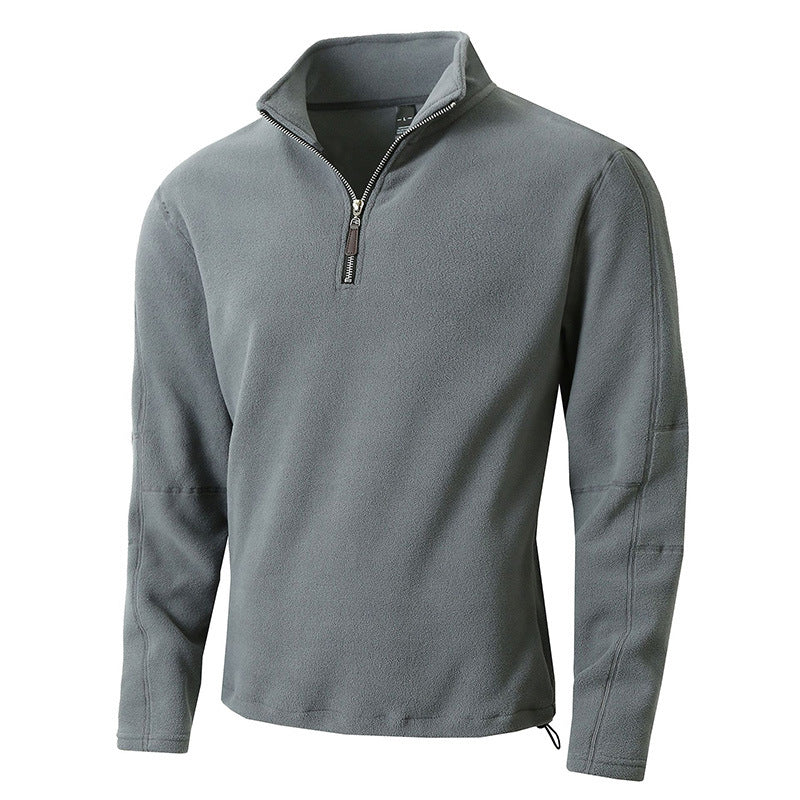 Herren Fleece-Pullover mit halblangem Reißverschluss und Stehkragen Aliams