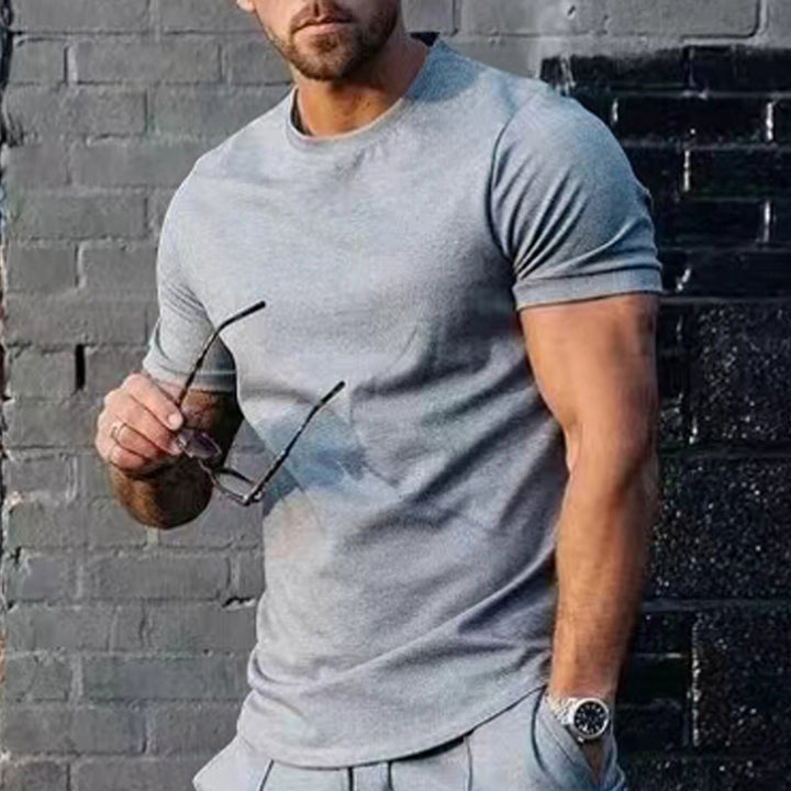 Herren Basic Rundhals-T-Shirt aus atmungsaktiver Baumwolle Aliams