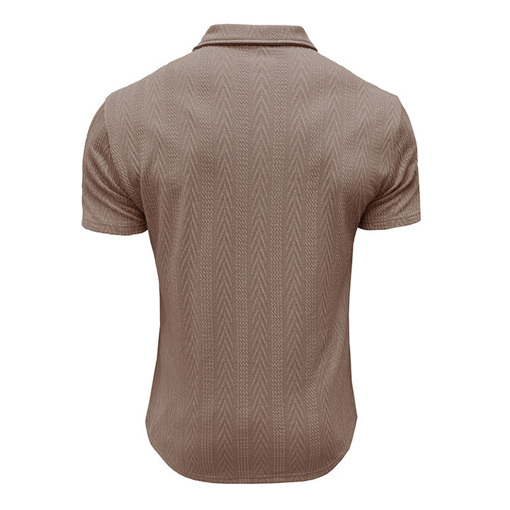 Herren Poloshirt mit strukturiertem Jacquard-Muster und modischem Kragen Aliams