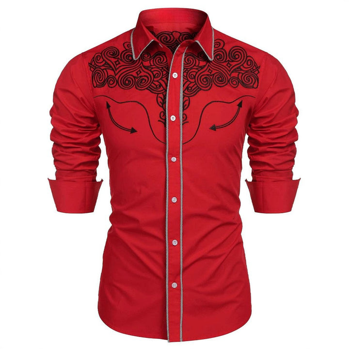 Herren Kunstvoll besticktes Langarmhemd Aliams