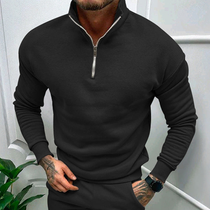 Herren Sportpullover mit halbem Reißverschluss und figurformendem Schnitt Aliams