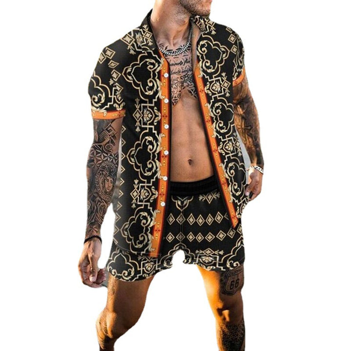 Stylische Herren Kurzset mit tropischem Print Aliams