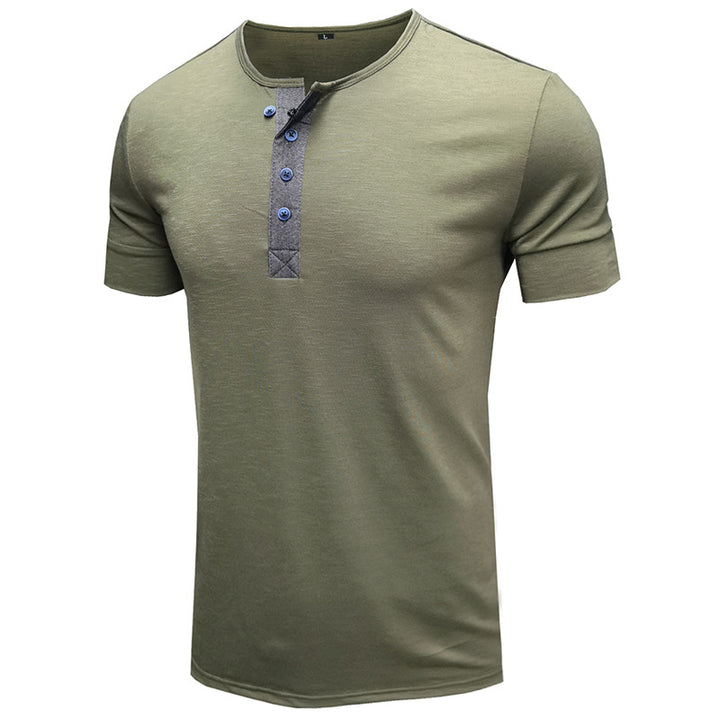 Herren Kurzarm-Henley Shirt mit modischen Knopfdetails Aliams