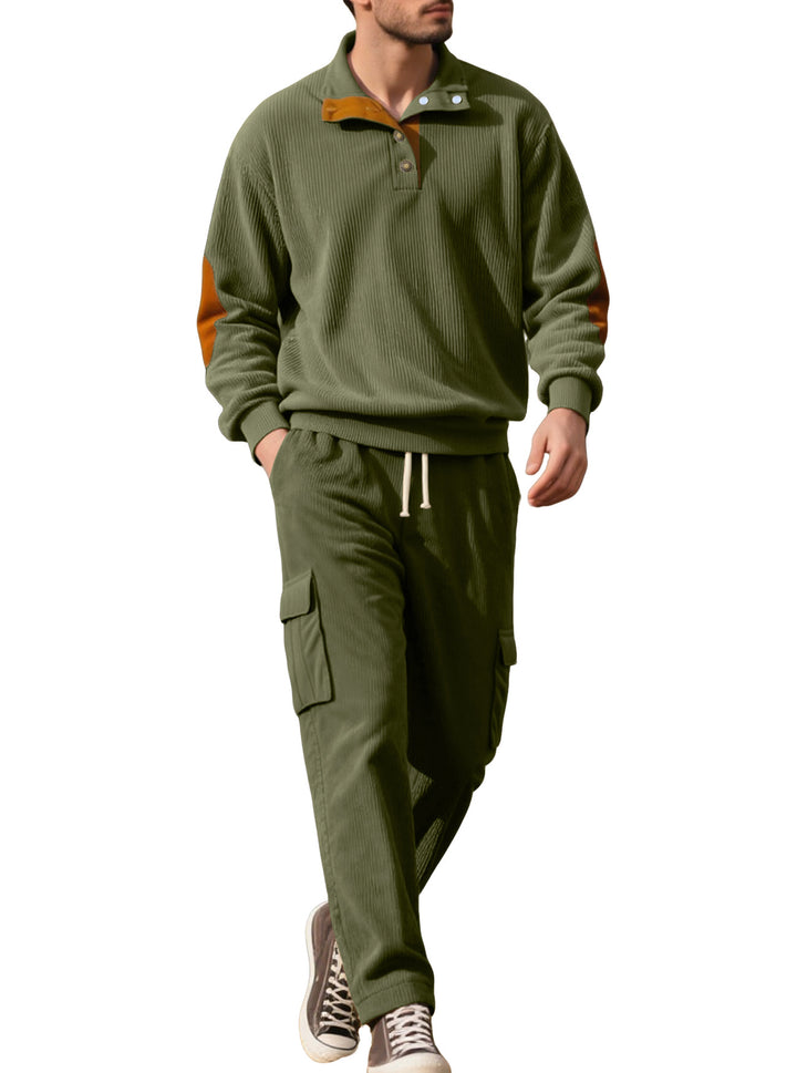 Herren komfortabler Strickanzug mit Knopfleiste und Taschen Aliams