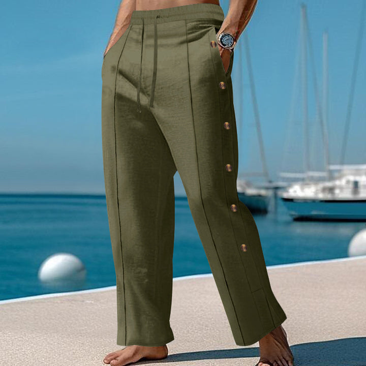 Herren elegante Sommerhose mit seitlichen Knöpfen Aliams