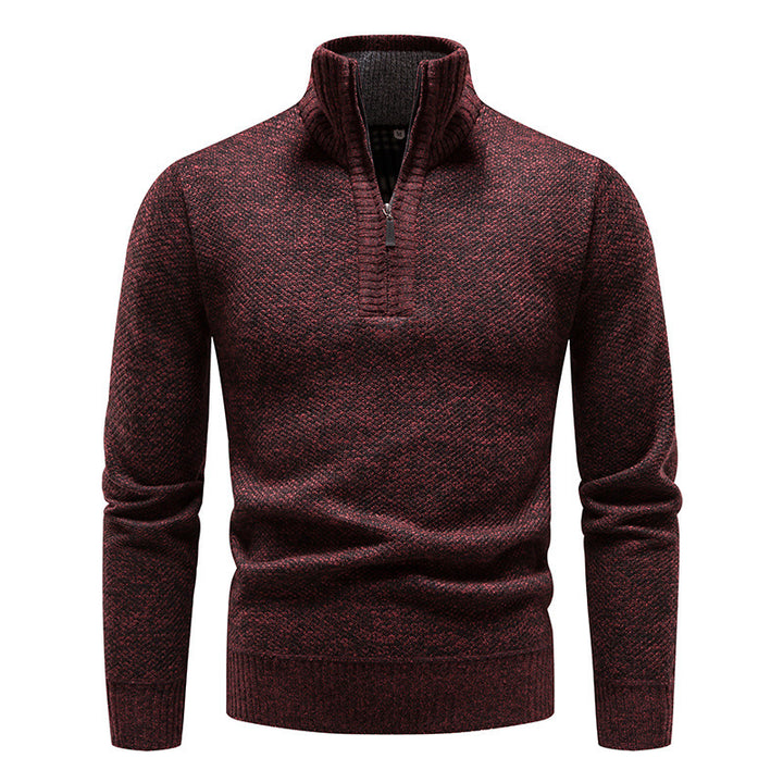 Herren Sportlicher Strickpullover mit halbem Reißverschluss und strukturiertem Design Aliams