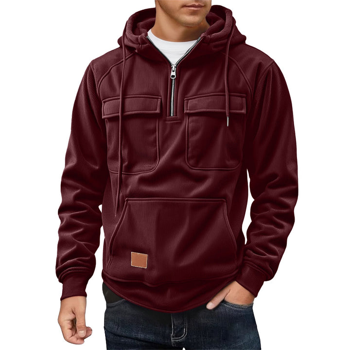 Herren Fleecepullover mit angezipptem Kragen und praktischen Taschen Aliams