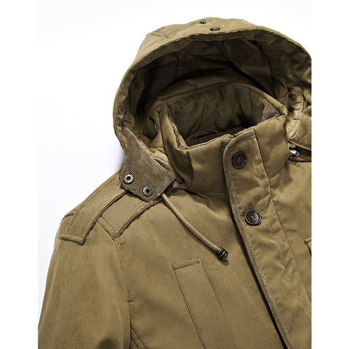 Herren praktische und warme Feldjacke mit abnehmbarer Kapuze Aliams