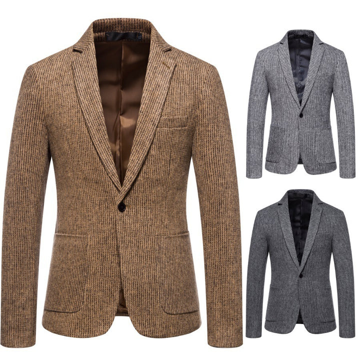 Herren eleganter Strickblazer mit strukturiertem Design und schmalem Schnitt Aliams