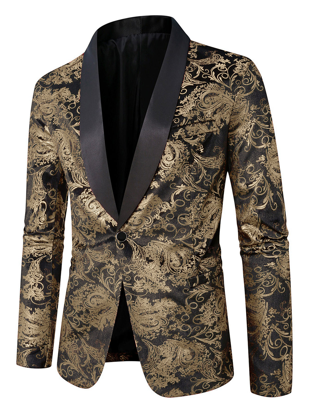 Herren eleganter Pailletten Blazer mit floralem Muster Aliams