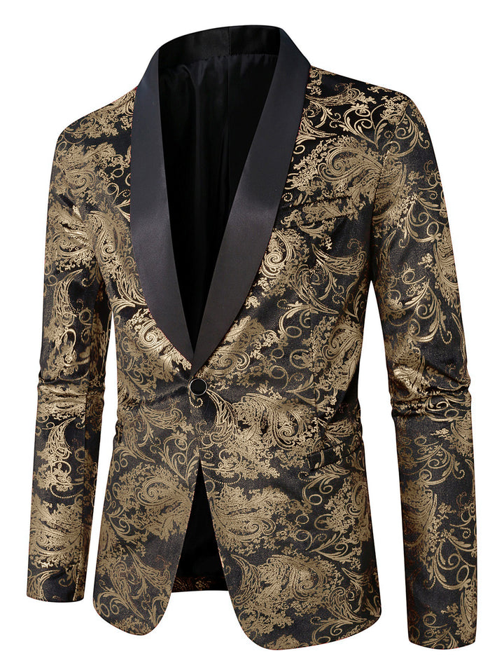Herren eleganter Pailletten Blazer mit floralem Muster Aliams