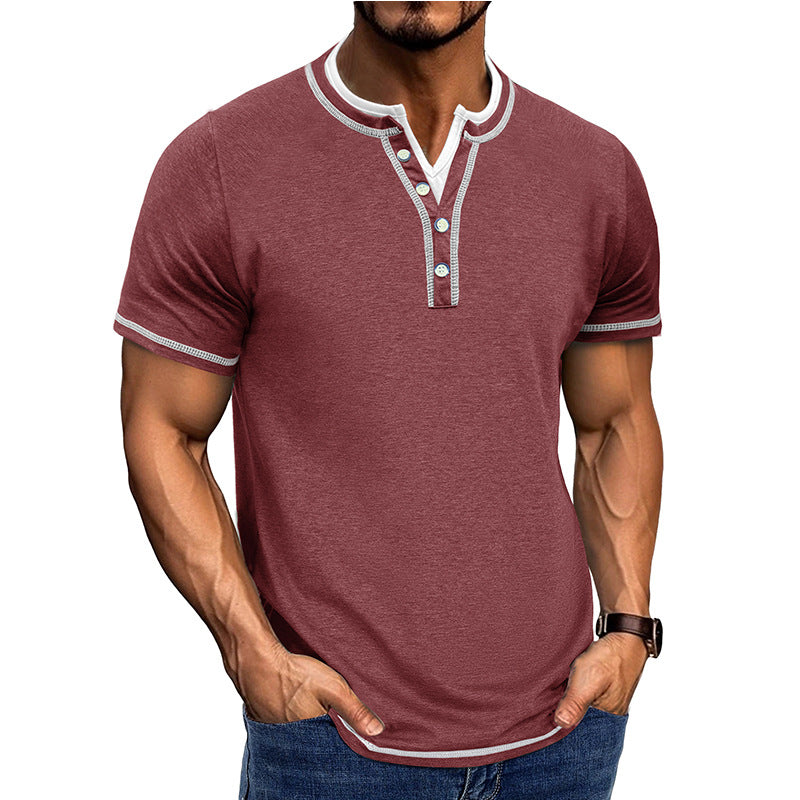 Herren Kurzarm-Henley-Shirt mit edler Knopfleiste und bequemen Schnitt Aliams