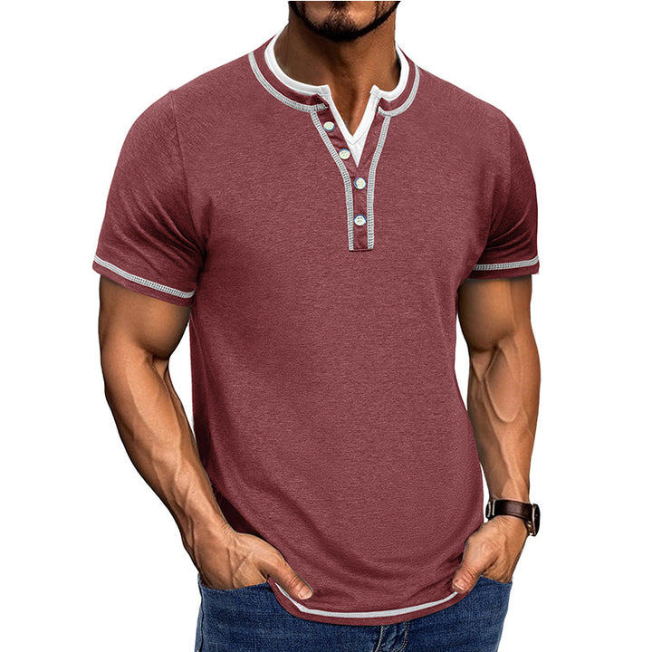 Herren Kurzarm-Henley-Shirt mit edler Knopfleiste und bequemen Schnitt Aliams