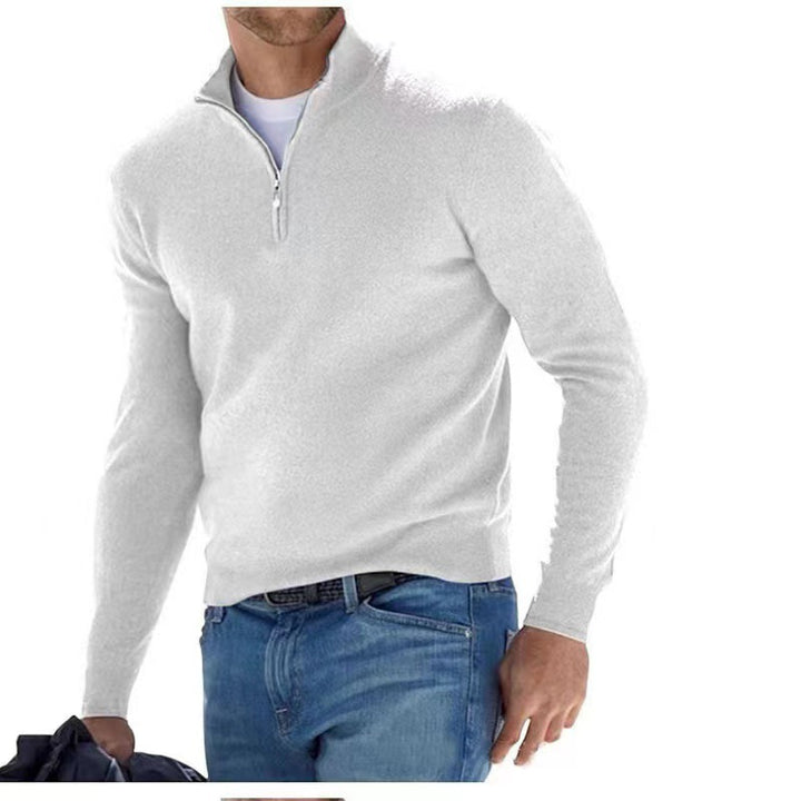 Herren eleganter Pullover mit hohem Kragen und feinem Rippdesign Aliams