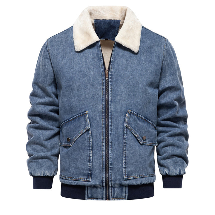 Herren Denimjacke mit warmem Fleecefutter und praktischen Taschen Aliams