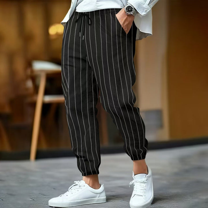 Herren stylische Freizeithose mit elegantem Streifenmuster Aliams