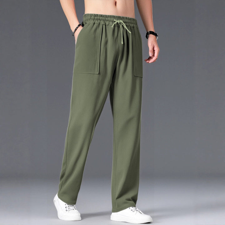 Herren Bequeme Freizeithosen mit elastischem Bund und seitlichen Taschen Aliams