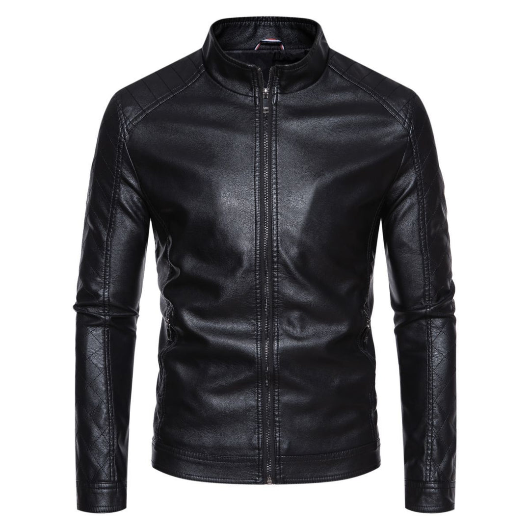 Herren hochwertige Kunstlederjacke mit gesteppter Schulterpartie Aliams