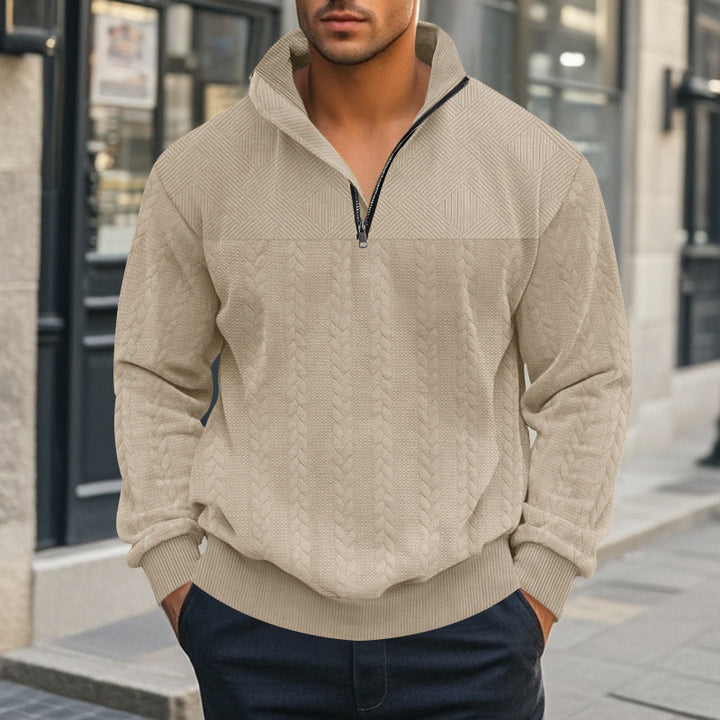 Herren Pullover mit strukturierter Optik und hohem Kragen Aliams